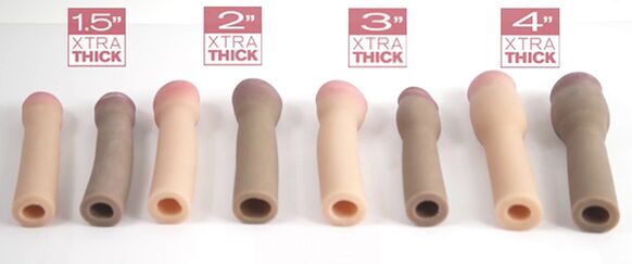 Attachments of different sizes, easily and quickly changing the size of the penis