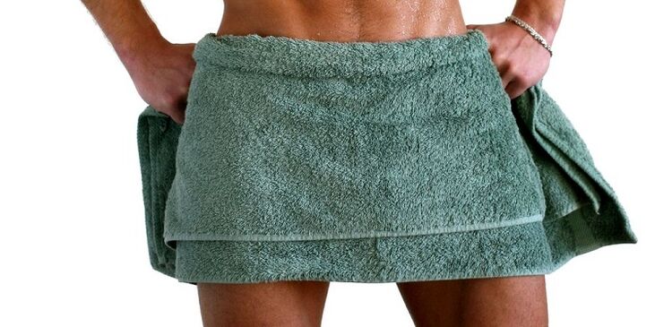 Penis warming up before massage to increase it